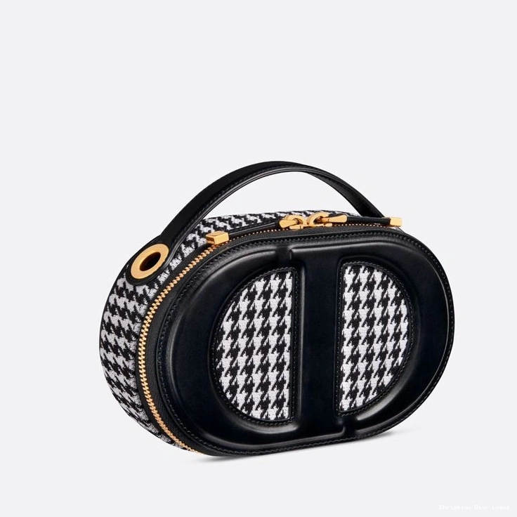 Cheap Houndstooth Oval Camera Dior Bag Cotton Motif CD Black Signature 0802 Luxury